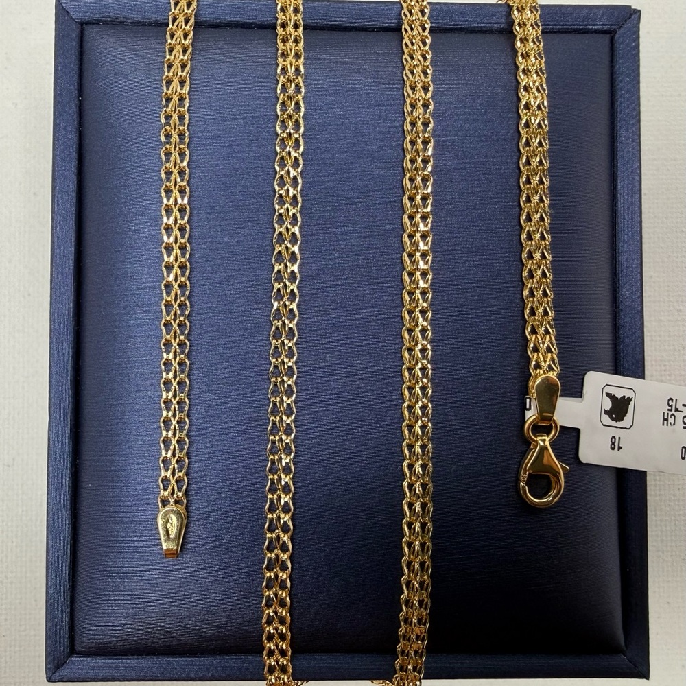 18K Genuine Yellow Gold Wheat Chain Necklace